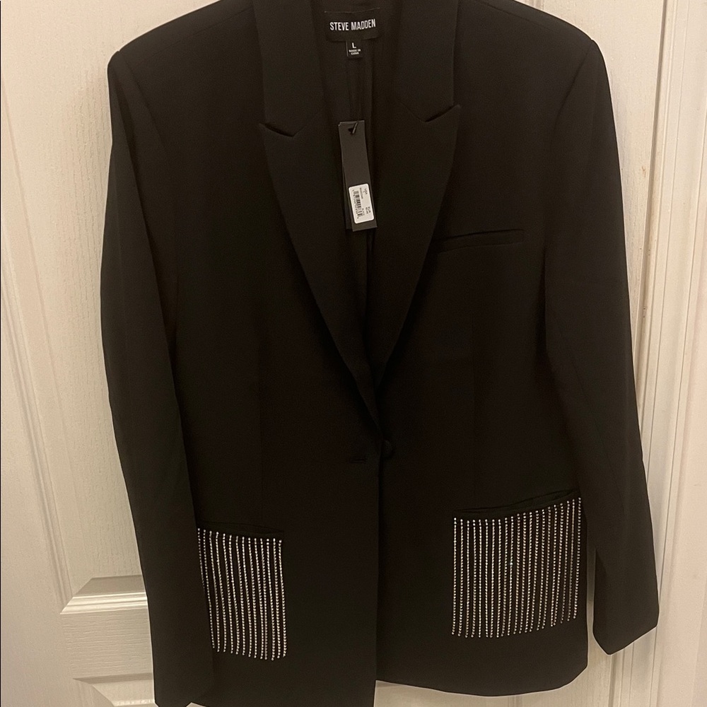 Steve Madden Black Blazer with Metallic Details